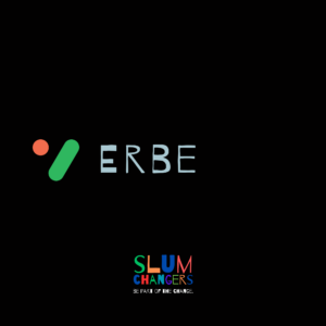 Titelbild mit dem Wort "Erbe" und dem Logo von "SlumChangers" am unteren Rand.
