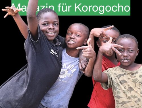 Cover des ChangersMagazin Nummer 1-2026. Es zeigt vier Kinder, die frphlich in die Kamera winken und lachen. Darauf der Titel Changers Magazin für Korogocho